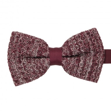 Nœud papillon en tricot. Bordeaux chiné