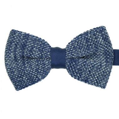 Nœud papillon en tricot. Bleu chiné