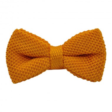 Noeud papillon en tricot. Noué. Jaune uni