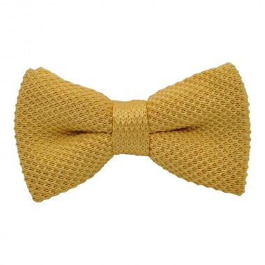 Noeud papillon en tricot. Noué. Jaune pâle uni