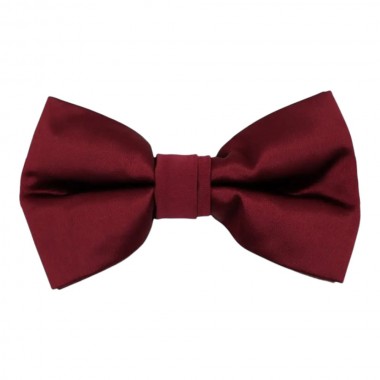 Nœud papillon homme Bordeaux uni. Noué avec revers double